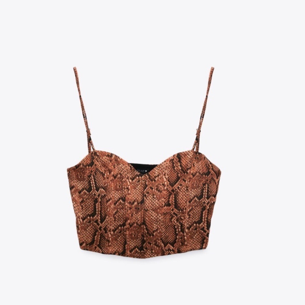 Zara printed bustier crop top